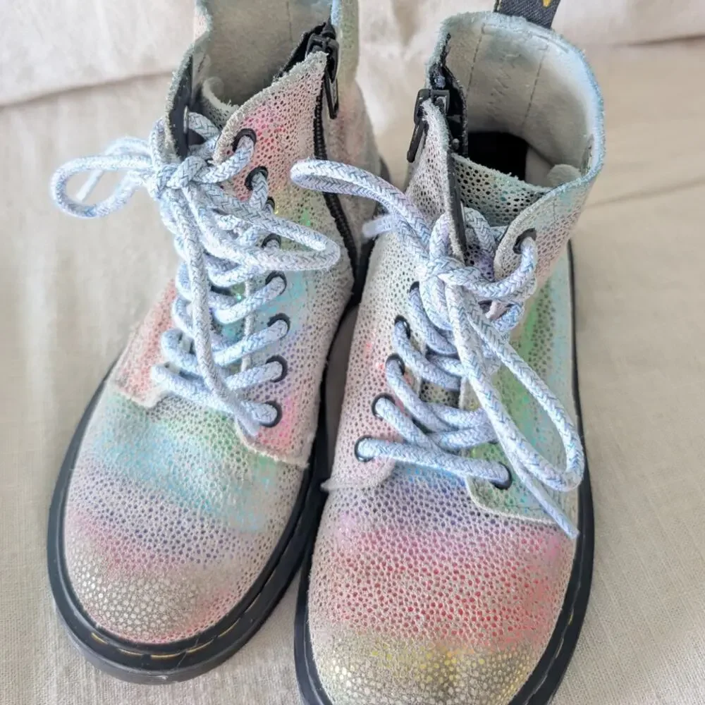 Dr. Martens 1460 Pascal T Iridescent Rainbow Metallic Boots size 12 Little Kids